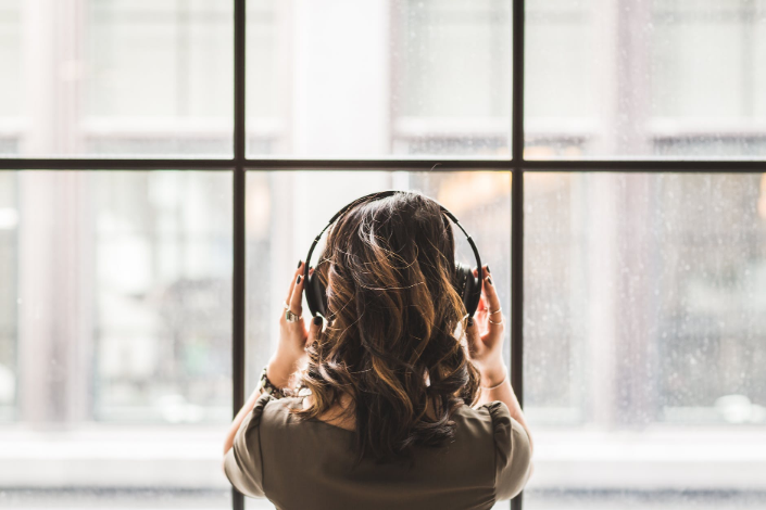 a person with a headphone
